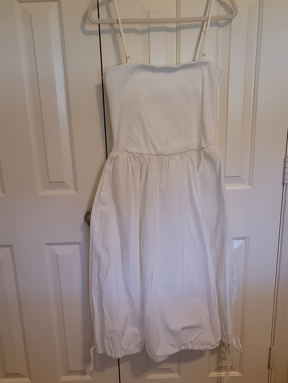 Anthropologie White Midi Drawstring-Strap Dress